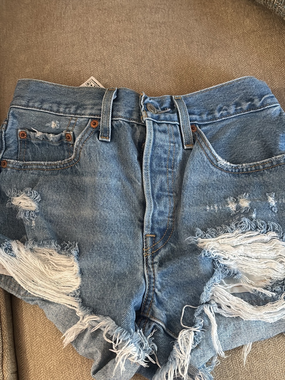 Signature by Levi Strauss Distressed Blue Denim Jean Shorts